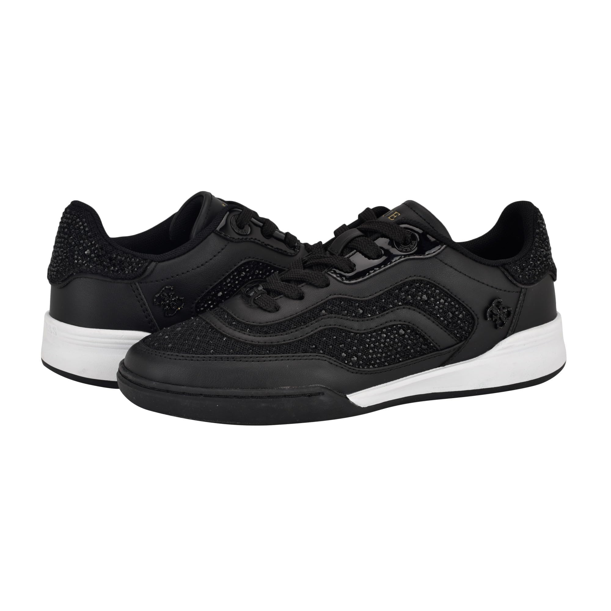Guess Women's Pritie Sneaker, Black Rhinestone 001, 5.5 UK