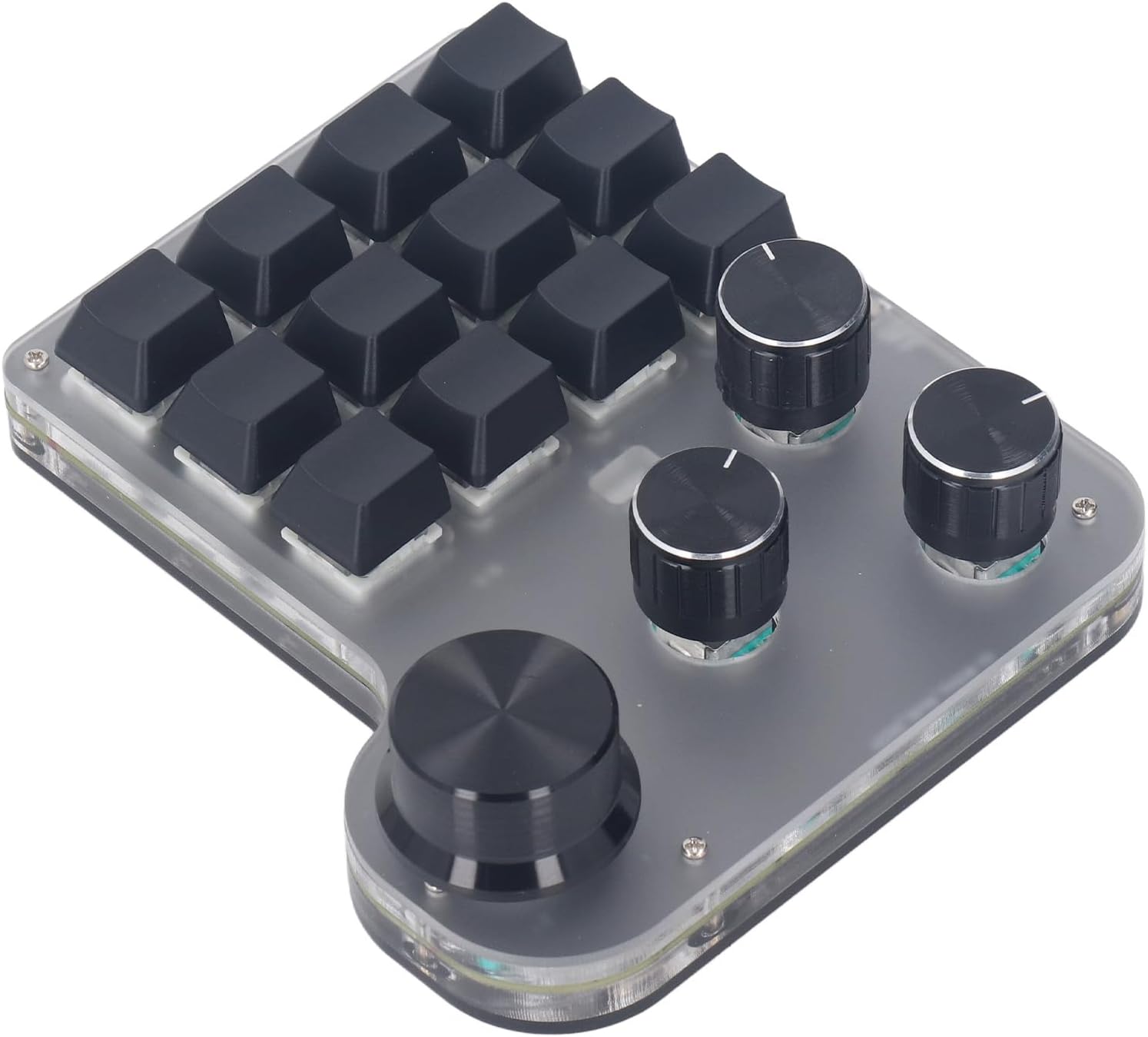 Walfront Mini Macro Mechanical Gaming Keyboard - One-Handed USB Keypad with 12 Keys, 4 Knobs, RGB Lighting, and 3 Modes