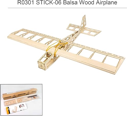 Miniatura 4 de Rc Avión, Dancing Hobby R03 STICK-06 Avión 22.835 in Pan Balsa Madera Aviones DIY Juguete Volador para Adultos al Aire Libre Kit Versión