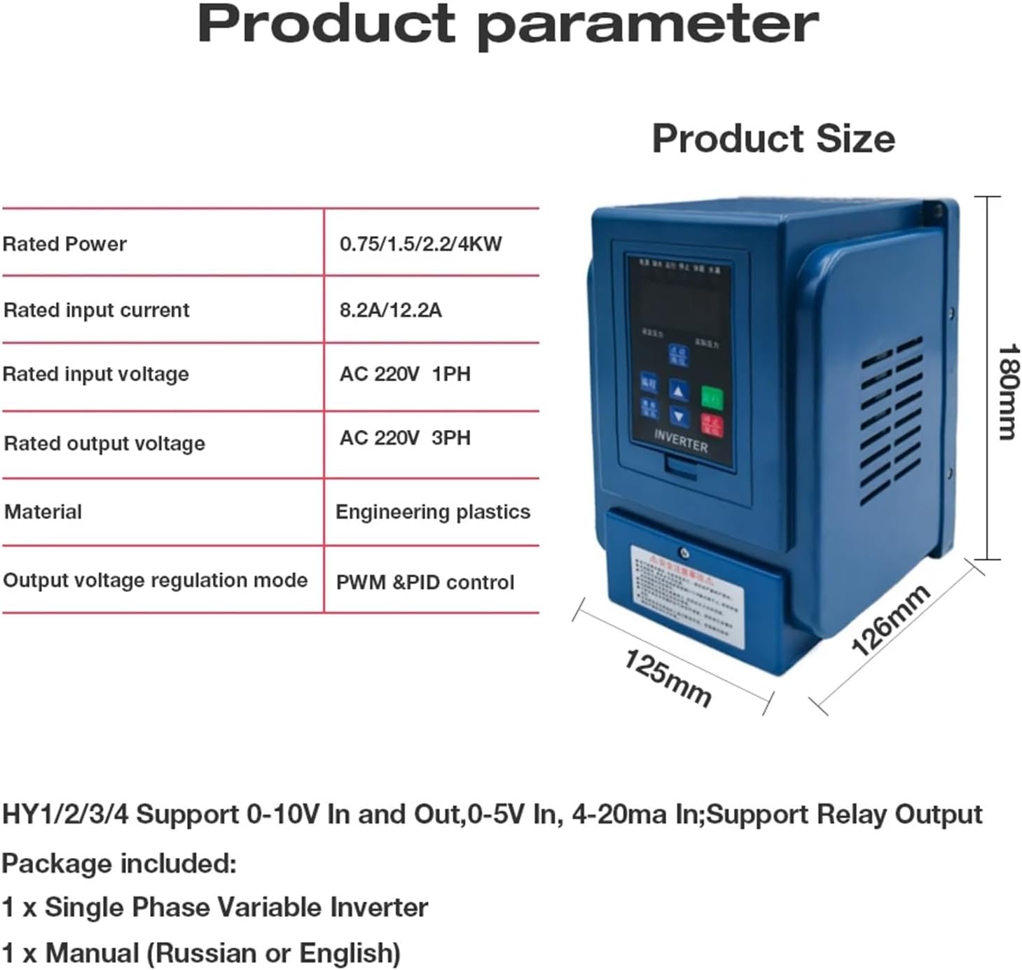 Pump Inverter Water Pump Constant Pressure Motor Supply Frequency Converter 0.75-1.5-2.2KW Universal Single or Three Phases wzw5(2.2KW 380V 3P-3P)