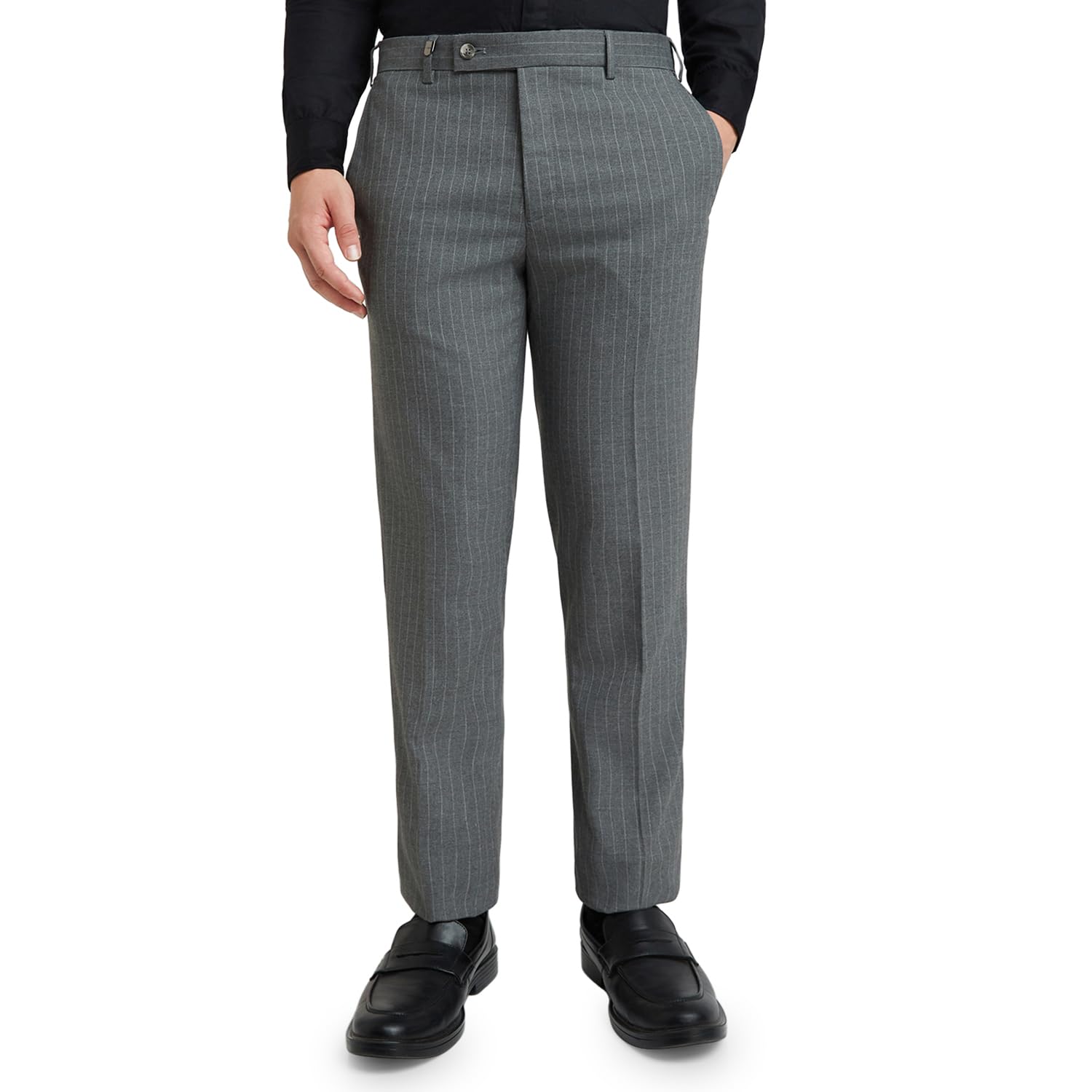 park avenue Men Mid Rise Polyester Blend Stripe Pattern Super Slim Fit Flat Front Formal Trouser-picture-36