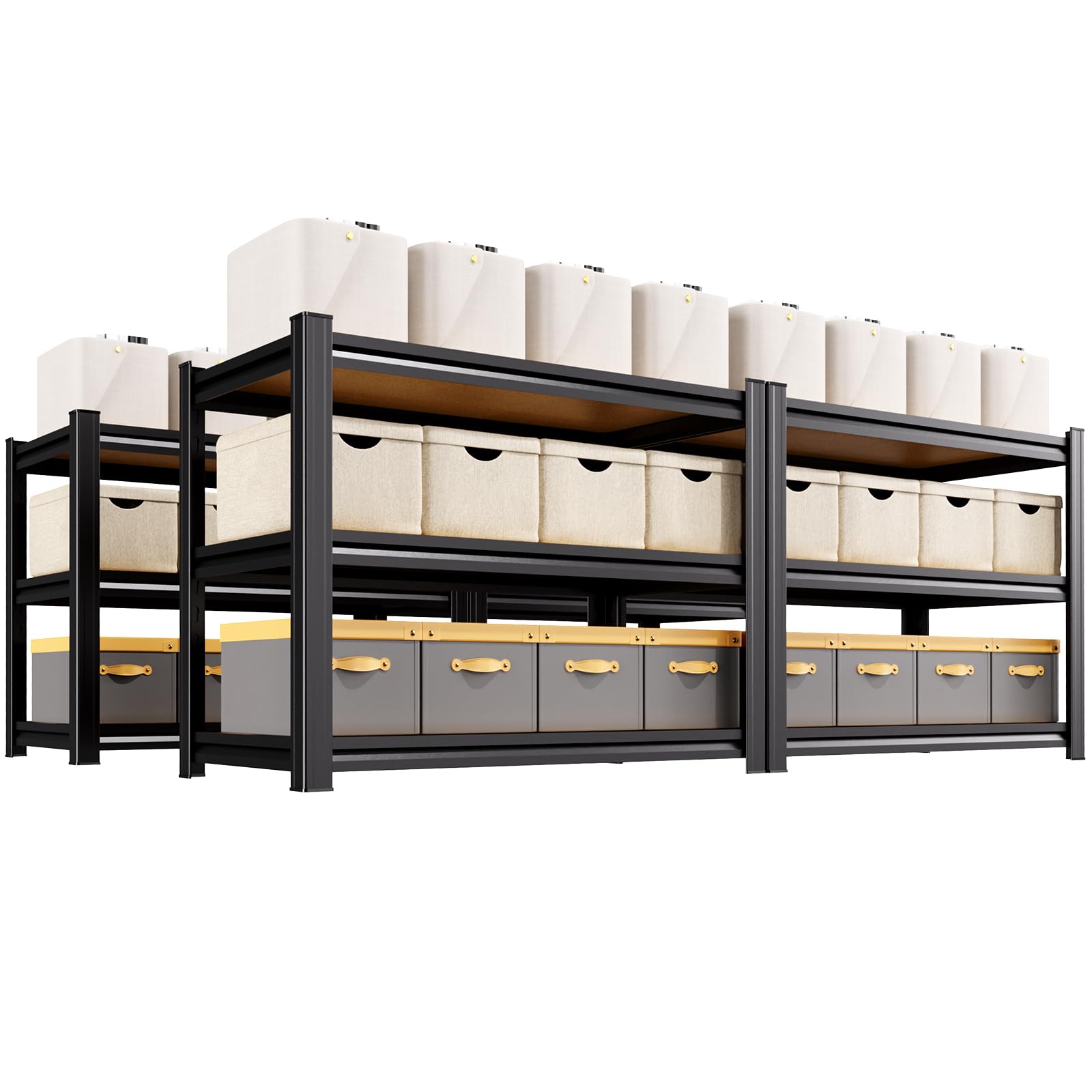 4-Pack 3 Tier Storage Shelves,Garage Shelving,Adjustable Heavy Duty Metal Shelving Units and Storage Large Rack,Utility Shelf for Shop Warehouse Industrial Pantry Organizers 33"x35"x16"
