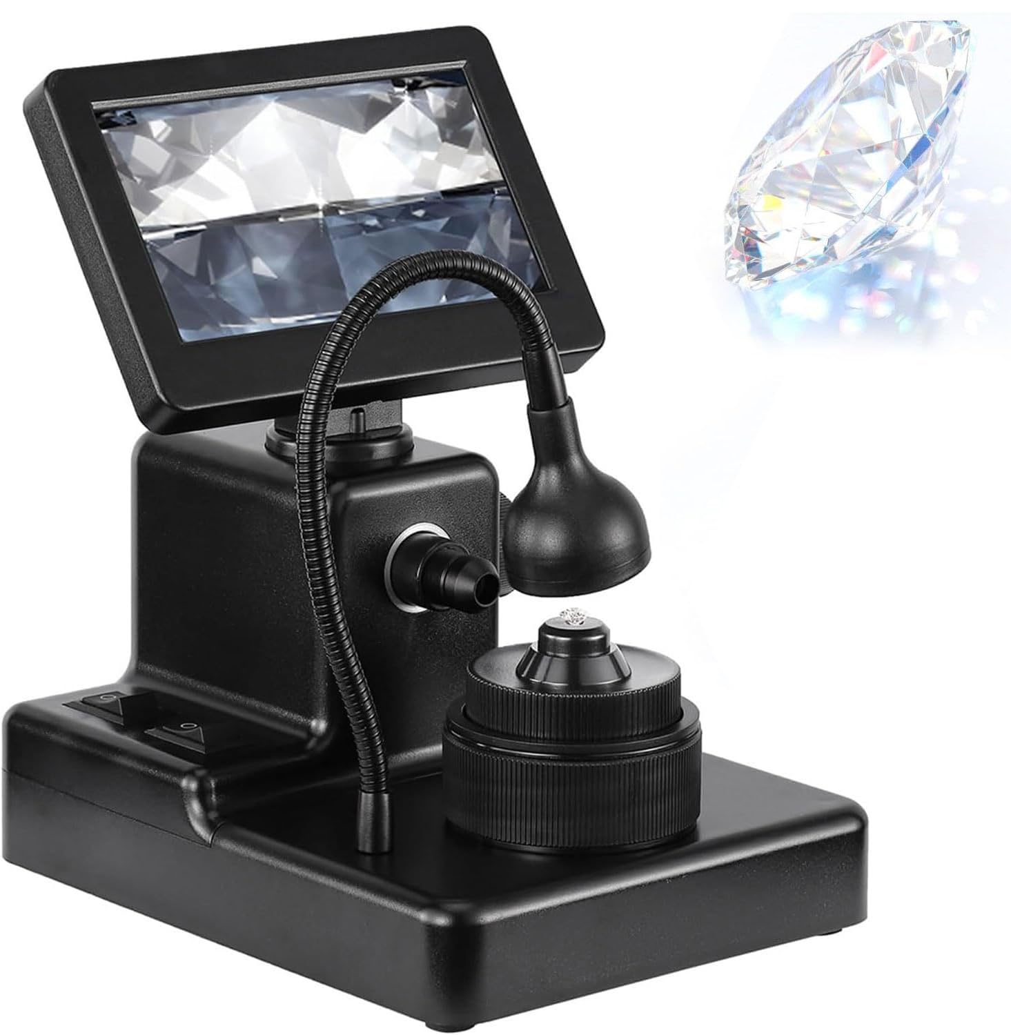Microscopio digitale LCD da 4,3 pollici, visualizzatore digitale a cintura con luce di riempimento a LED, ingrandimento 50-1000x, identificazione accurata, kit microscopio biologico per visualizzatore