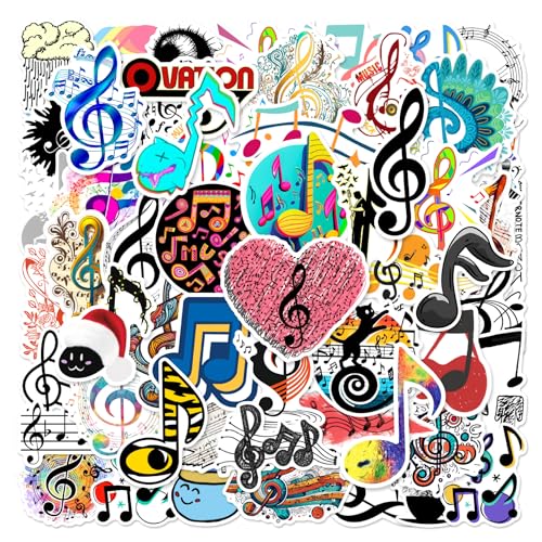 60Pcs Music Stickers for Adult Vinyl Waterproof Musical Note Sticker for Laptop Guitar Scrapbooking Journaling Musics Enthusiast Water Bottles Journal Collectors DIY Lovers...(Musical)