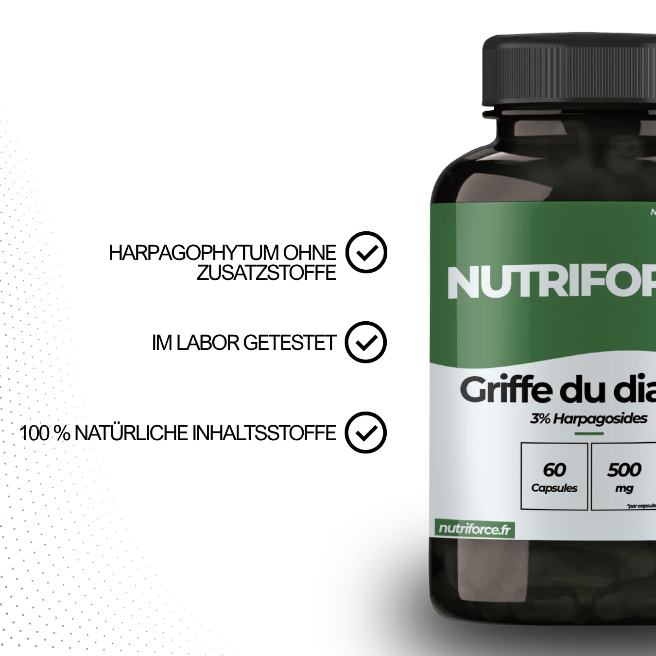 Teufelskralle Kapseln – Harpagophytum procumbens – Traditionelle Pflanze – 100% Vegan – HACCP – Frankreich