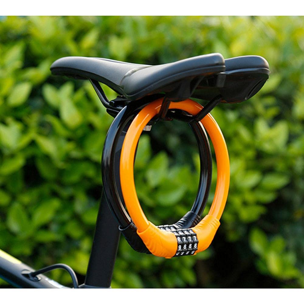 Lucchetto per bicicletta, con combinazione a 4 bit, adatto per biciclette, lucchetto crittografico, cavo in acciaio antifurto per lucchetto nero