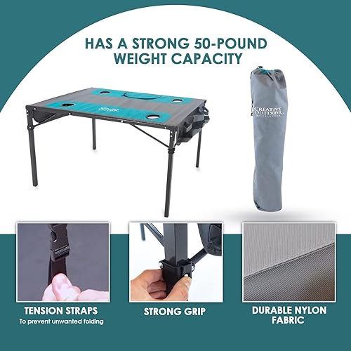 Miniatura 7 de Creative Outdoors - Mesa plegable con enfriador integrado, 42.5 pulgadas de largo x 27.5 pulgadas de ancho x 27.5 pulgadas de alto, 4 portavasos,