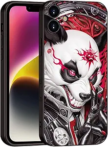 Printed with Panda for iPhone 16 case, Dark Mechanical Panda Unique Silicone Soft Shockproof Phone Case - Fierce Tattoos, Trendy Choice (A1-Cool Pandas)