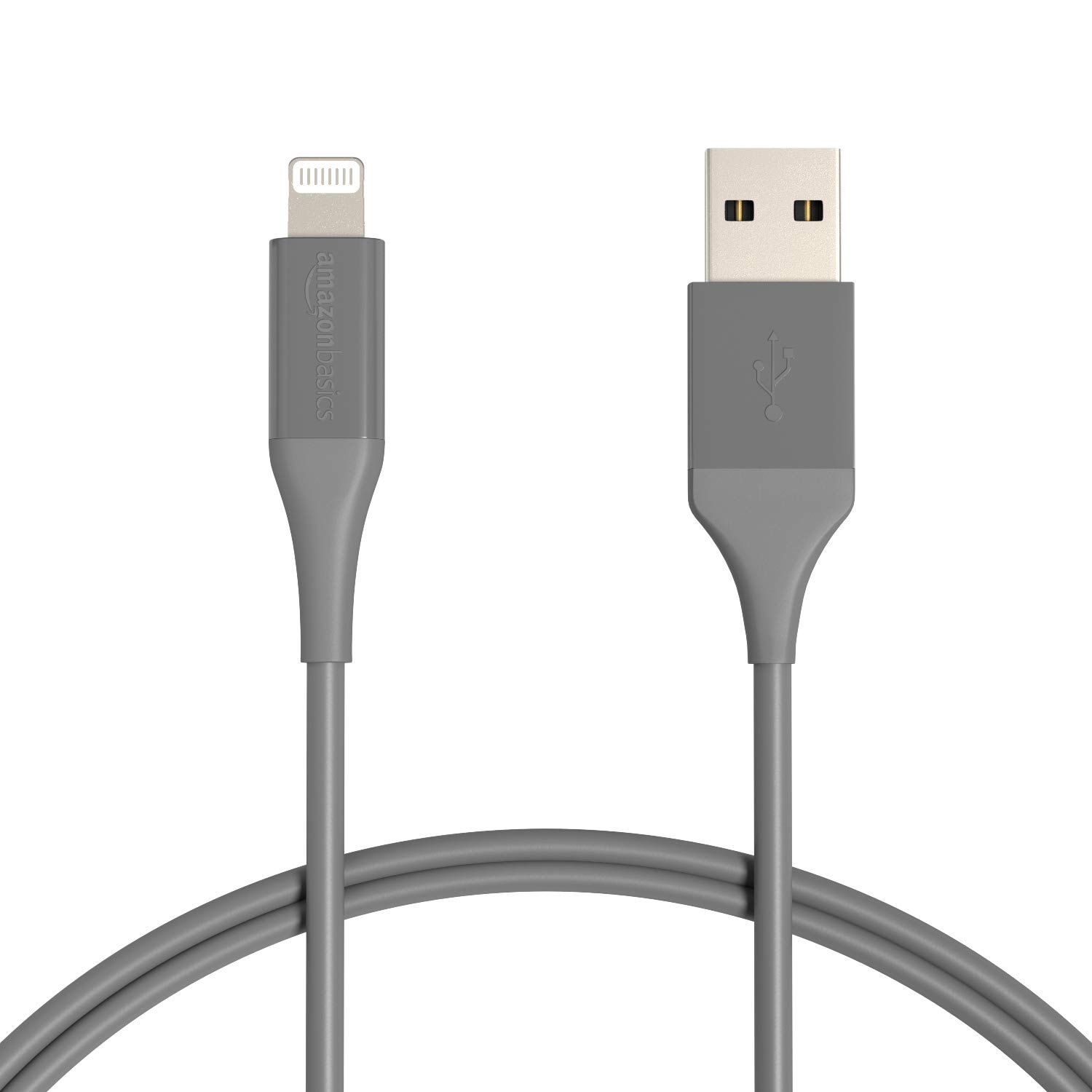 Amazon Basics iPhone Charger Cable, ABS USB-A to Lightning, MFi Certified, for Apple iPhone, iPad, 10,000 Bend Lifespan - Gray, 3-Ft