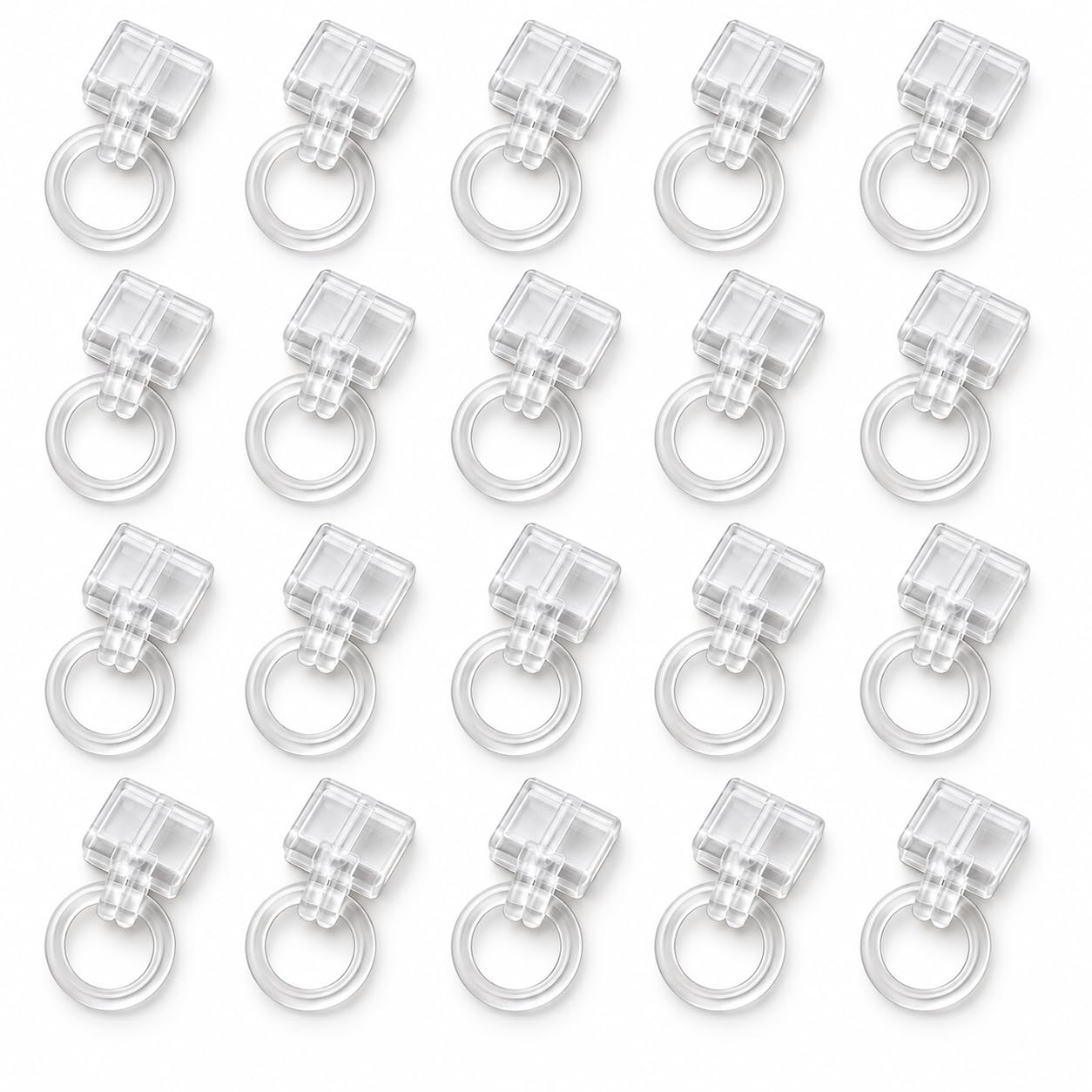 Clear Roman Blind Clip On Rings for 4mm Rods, Pack of 20