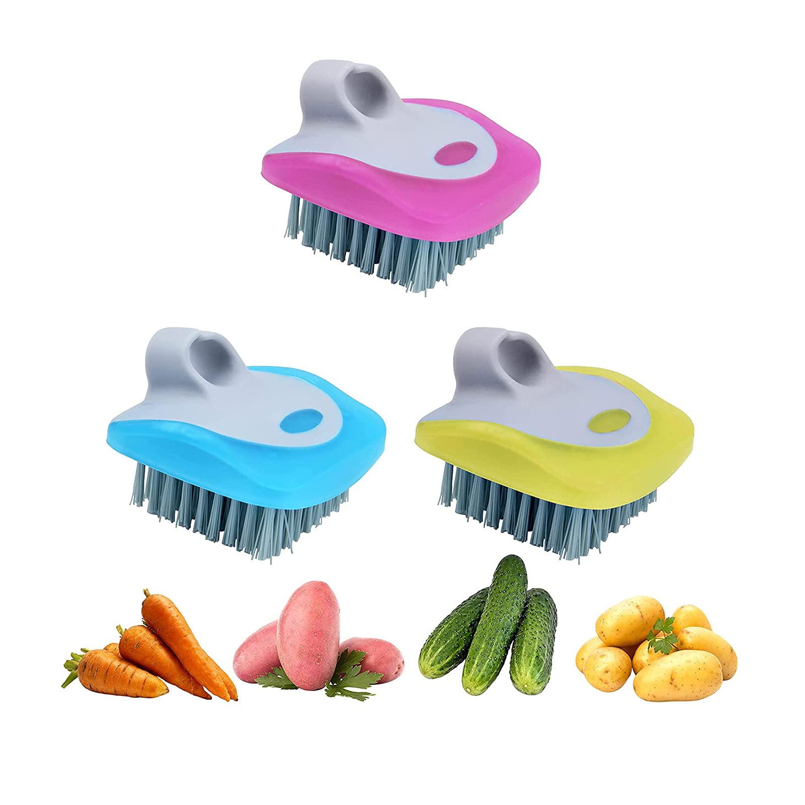 Lot De 8 Brosses à Légumes – Pour Pommes De Terre, Champignons, Fruits – Poils Renforcés, Colorées