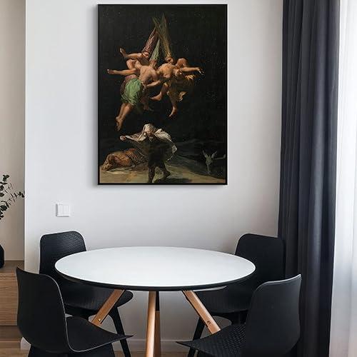 Vista 3 de Francisco Goya - Cuadros oscuros, impresiones artísticas del vuelo de las brujas, lienzo gótico, póster e imagen de bruja para sala de estar