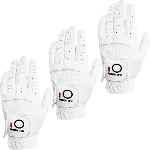 Guantes de golf para hombre mano izquierda agarre de lluvia paquete de 3 unidades agarre duradero para todo tipo de clima tamaño pequeño mediano