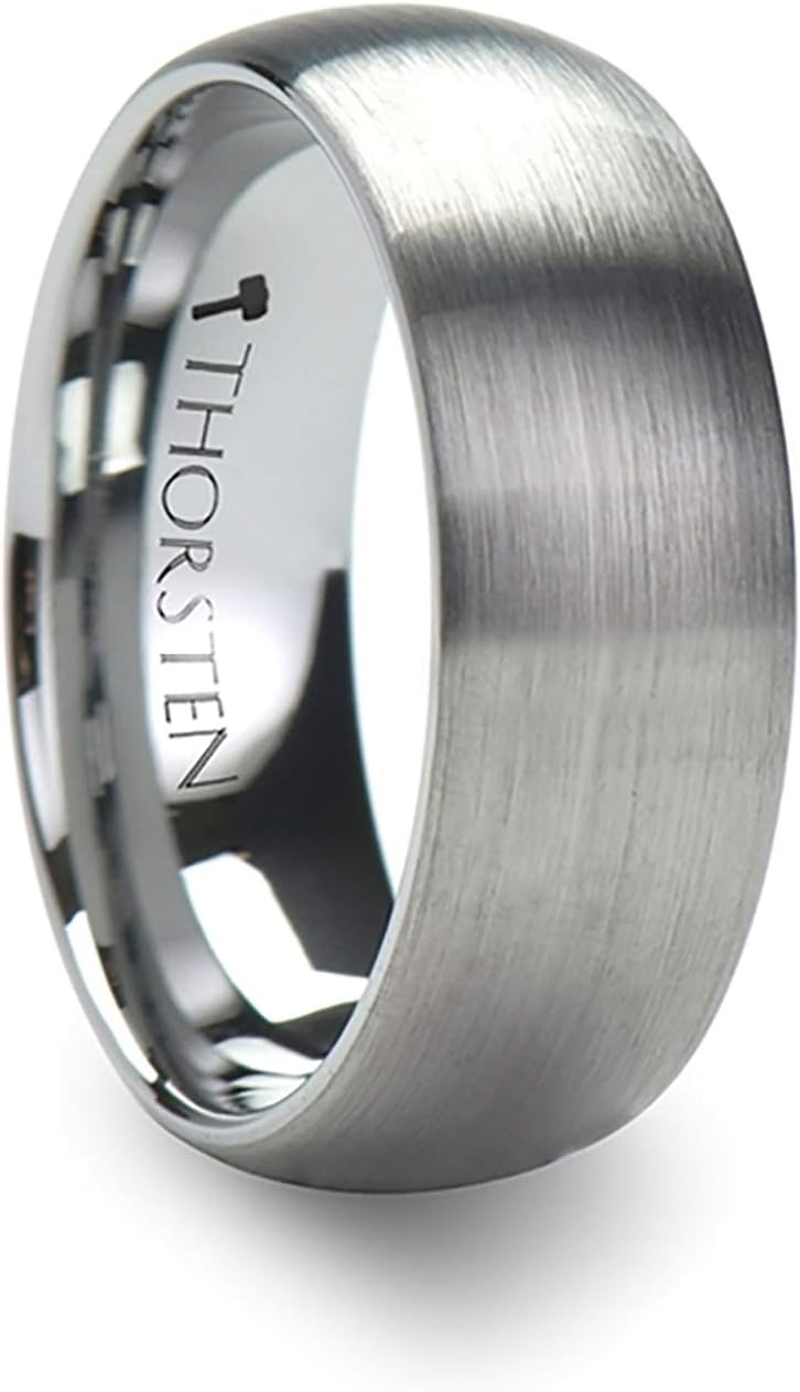 Perseus | Tungsten Ring | Comfort Fit | Wedding Band with Plain Domed Matte Brushed Finish