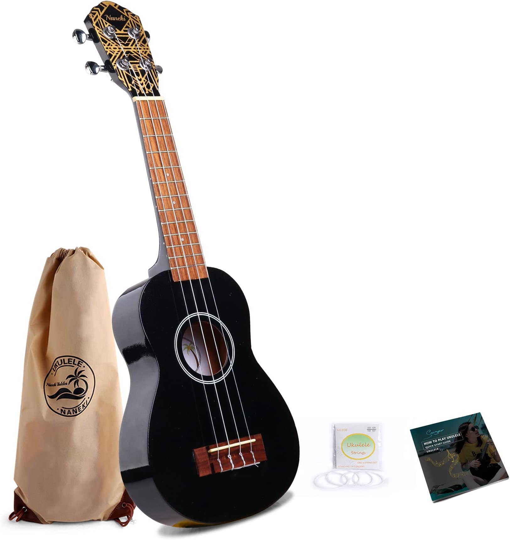Soprano Ukulele 21 inch Mahogany Electric Rainbow Uke,Mini Kids Guitar Hawaiian ukelele Instrument Kit ukalalee for Beginner Adults Kids Starter (Black (No Accessouries))