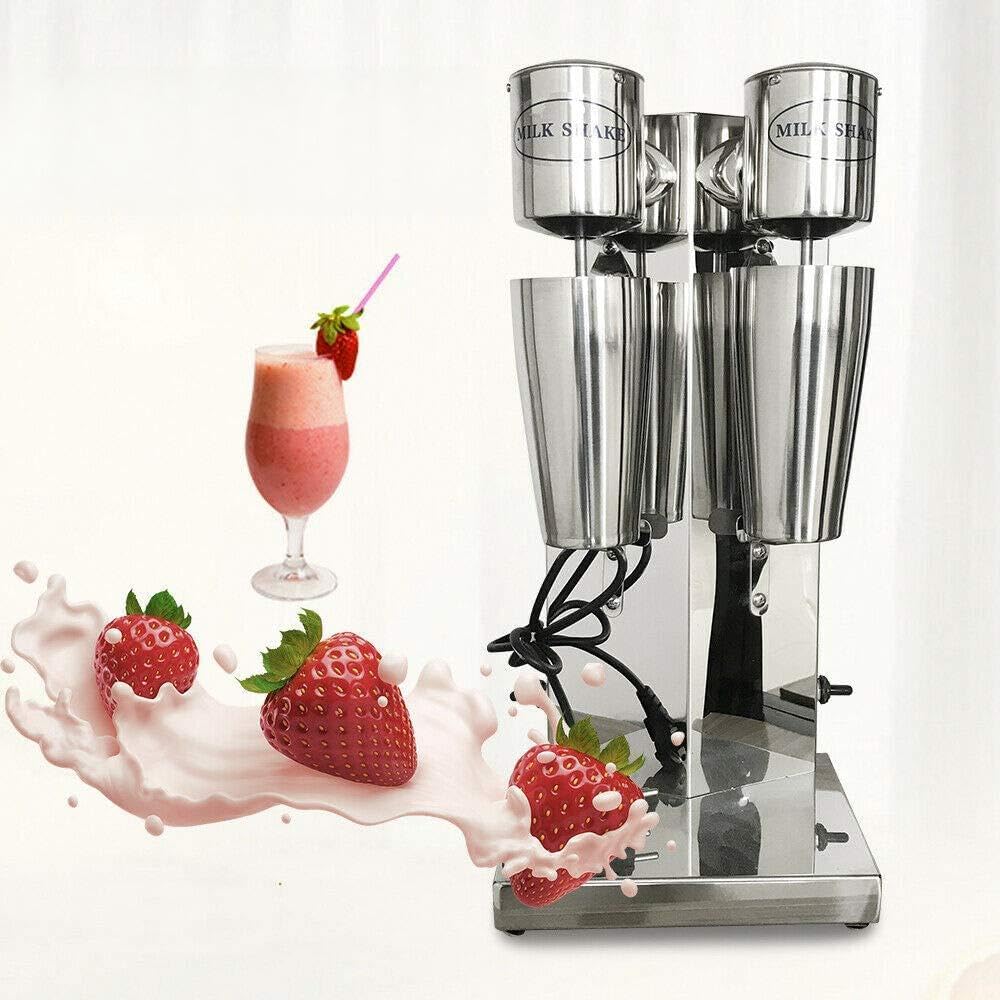 Double Head Commercial milk shaker Machine Stainless Steel Mixing Cup Drink Mixer 110V 18000RMP Ice Cream Maker Milkshake Juicers for Milk, Ice Cubes Suitable in Commercial or Family (2 Head)
