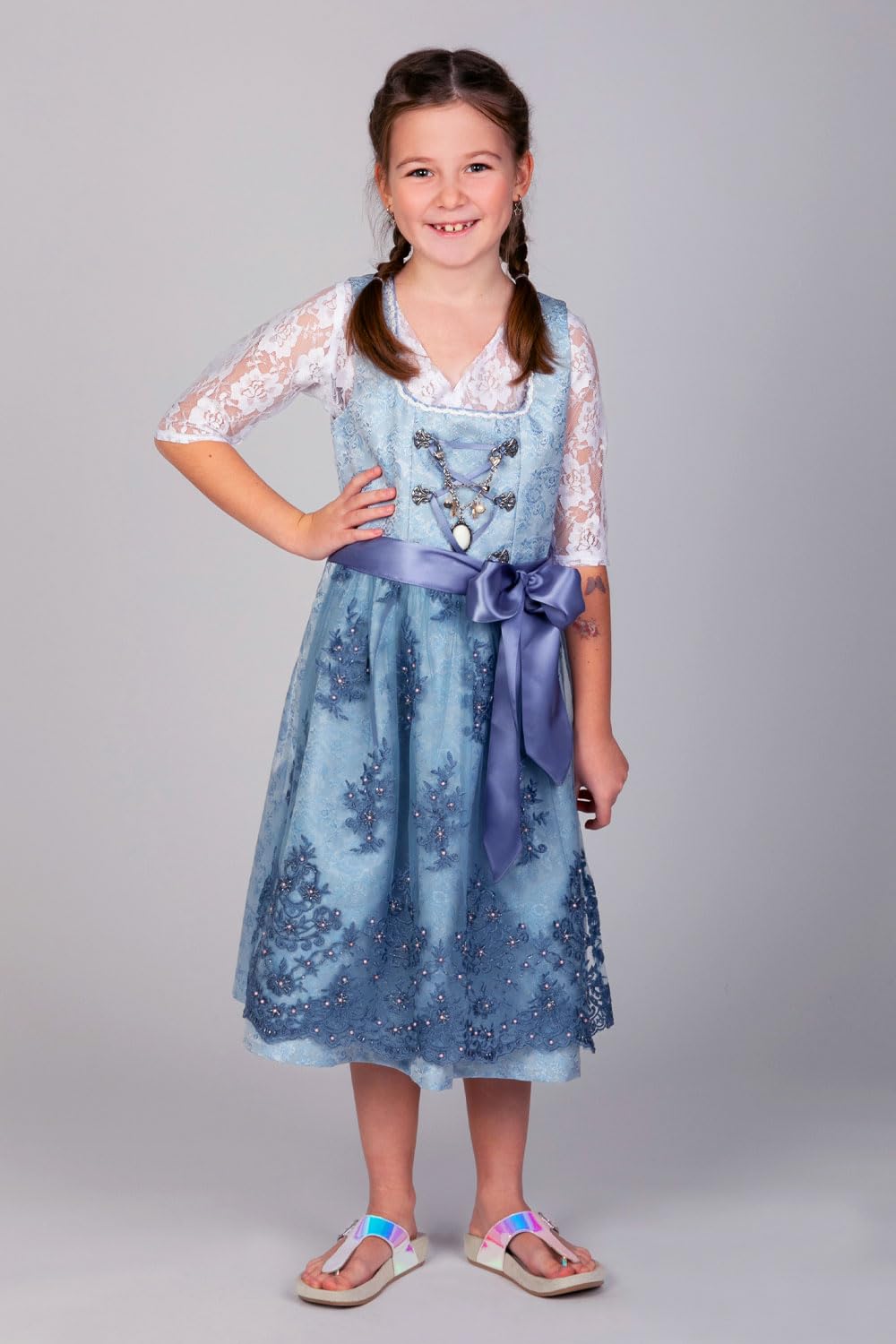 Edelnice Trachtenmode Kinder Dirndl Cloé 3-TLG. inkl. Bluse, Schürze und Charivari