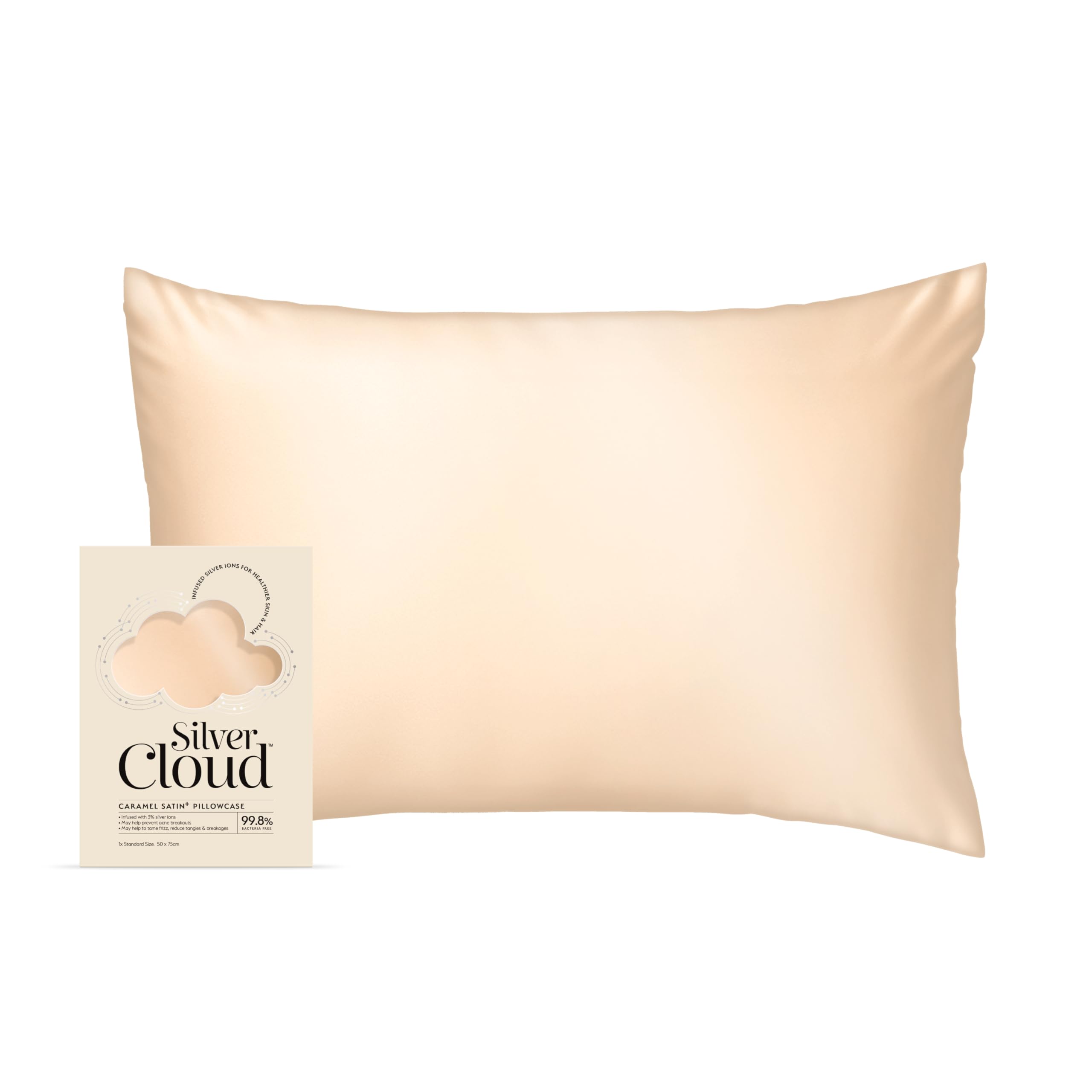 Silver Cloud Caramel Satin Pillowcase With Silver Ions