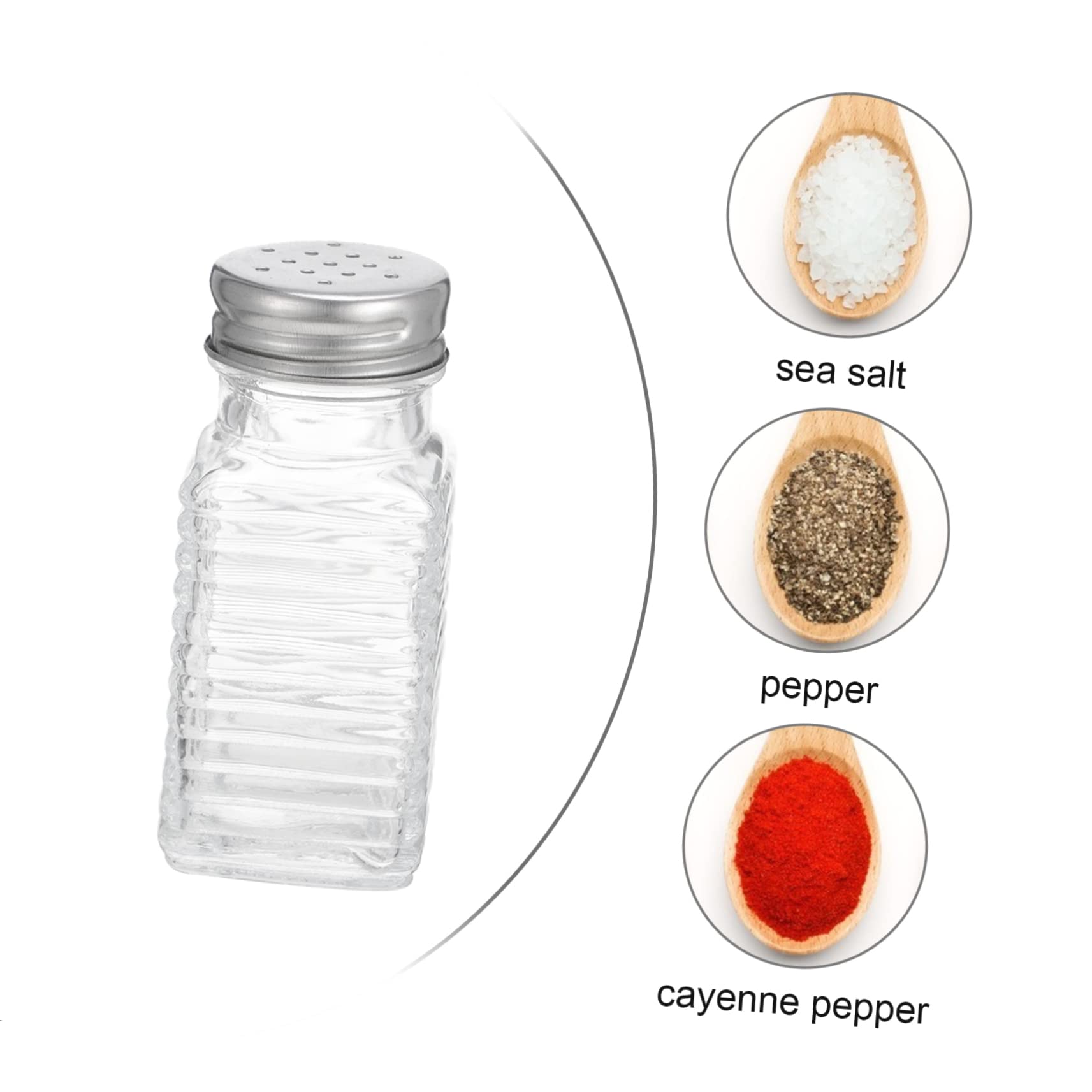 SOLUSTRE 6Pcs Glass Spice Seasoning Jars for Salt Pepper Sugar More Stylish Kitchen Storage Bottles for Home Outdoor Use