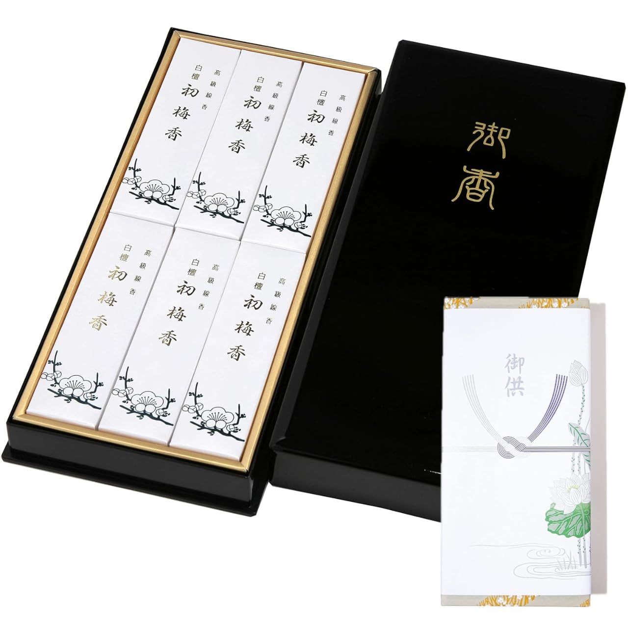 Baikundo Sandalwood Incense Hatsuume 6 Box Set Lacquer Box Awaji Japan