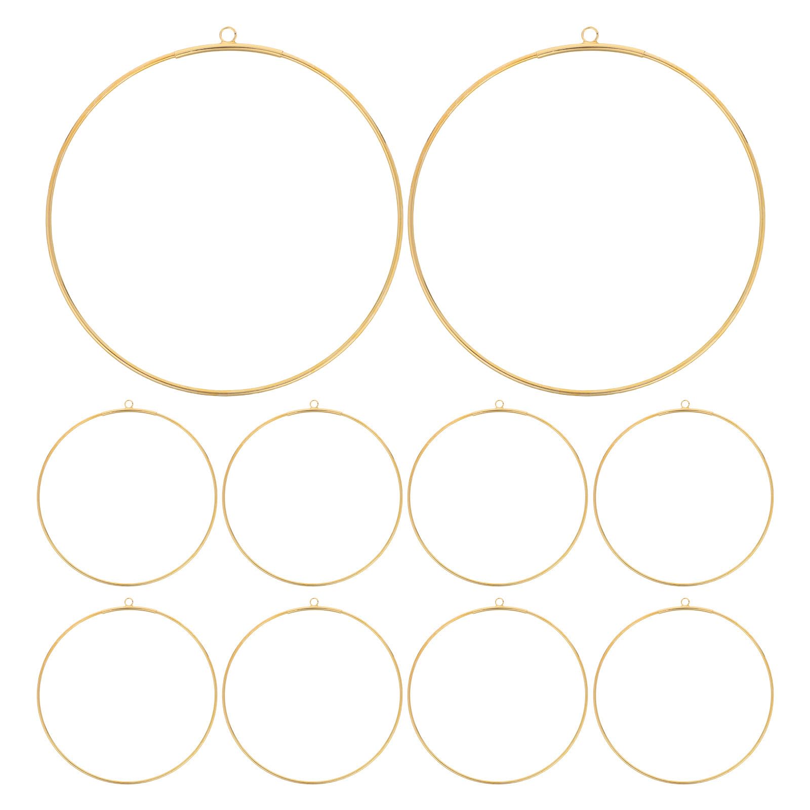 IWOWHERO 12pcs Macrame Hoops Ring for Dream Catcher - 120MM Round Brass Plated Floral Arrangement Ring with Hanging Loop for Suncatcher Dreamcatcher Home Decor