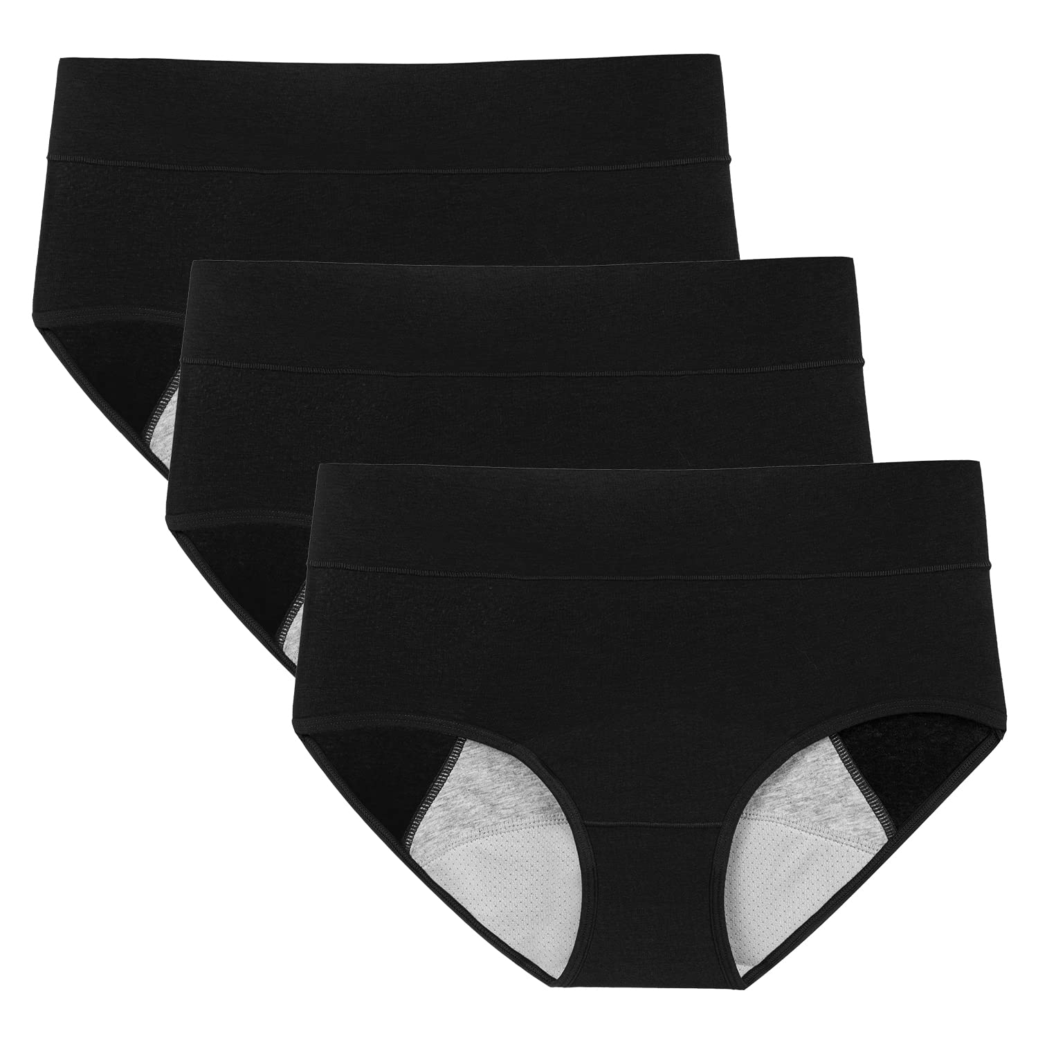 POKARLA Womens High Absorbency Period Cotton Underwear Heavy Flow Leakproof Panties Regular Plus Size