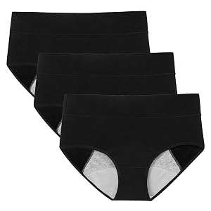 POKARLA Womens High Absorbency Period Cotton Underwear Heavy Flow Leakproof Panties Regular Plus Size