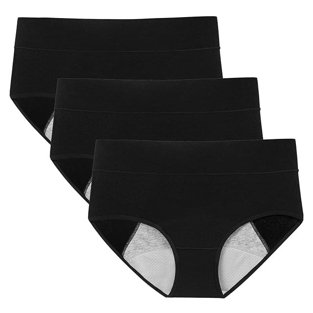 POKARLA Womens High Absorbency Period Cotton Underwear Heavy Flow Leakproof Panties Regular Plus Size