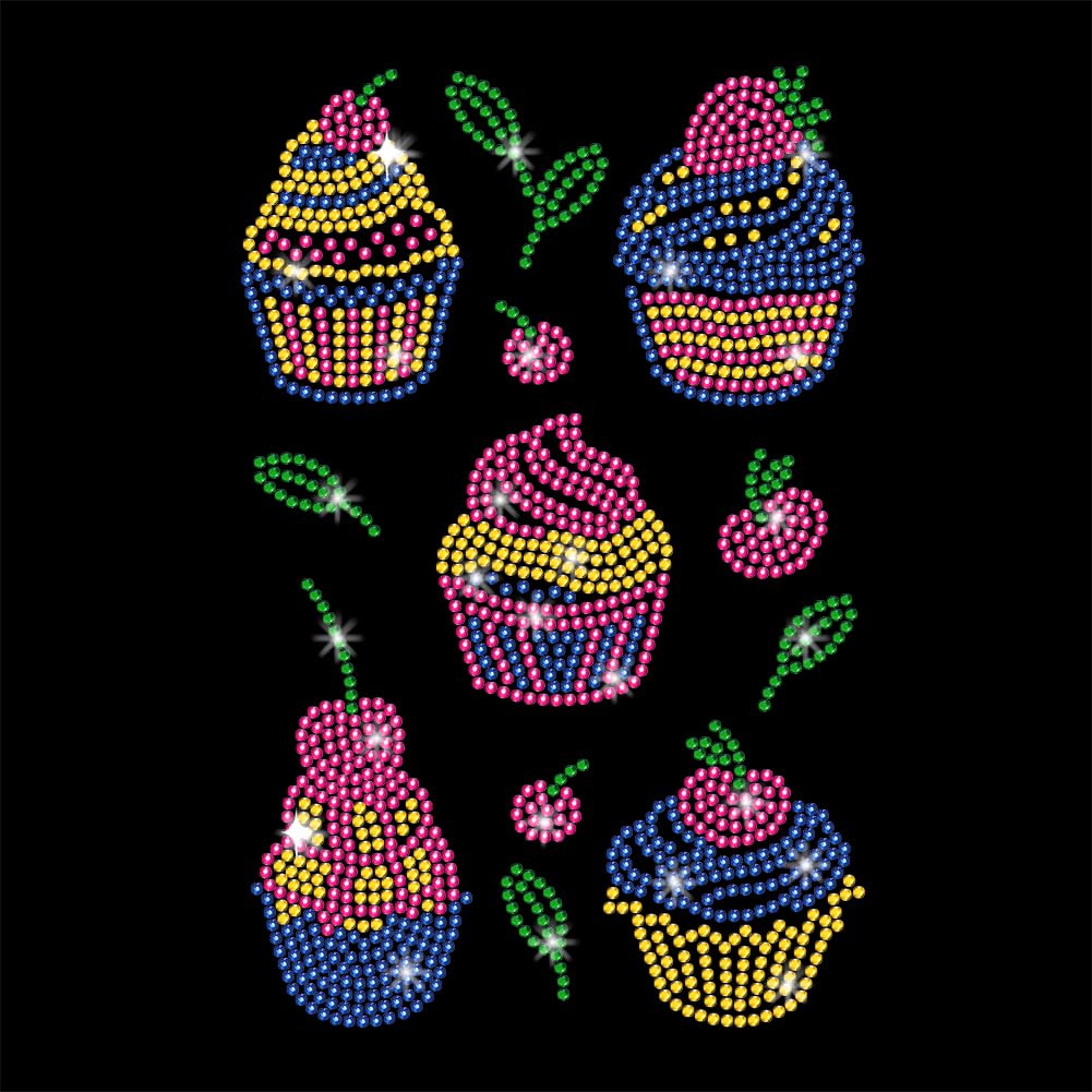 NBEADS Cupcake Iron on Rhinestones Transfer, 29.7x21cm Heat Transfer Decal Bling Crystal Decals Heat Transfer Patch Clothing Repair Applique for T-Shirt Clothing