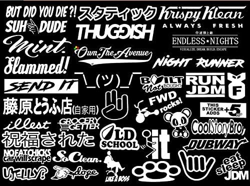 JDM 35 Car Sticker Decal Pack Window Stickers for JDM KDM Slammed Race Drift MTG