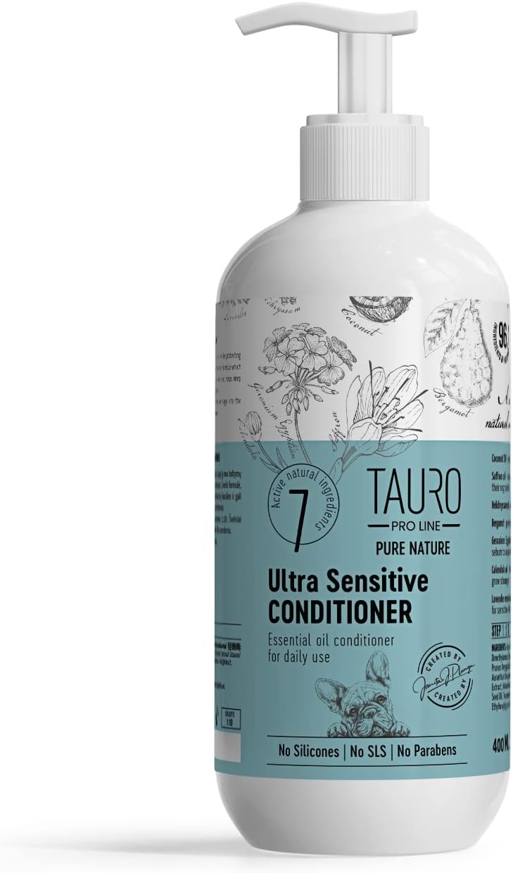 TAURO PROLINEPure Nature Ultra Sensitive Hair Conditioner for Dogs, Cats with Sensitive Skin & Coat, Sulphates, Parabens, SLS, Natural Composition, Gentle Care Product with Essential Oils
