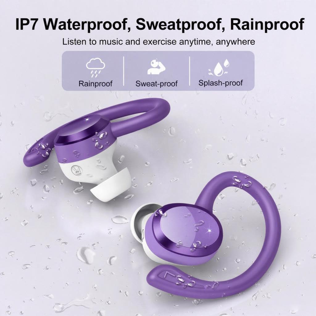 sprtoybat Ecouteurs Bluetooth sans Fil, 2026 Oreillette Bluetooth 5.4 Ecouteurs avec 4 ENC Réduction Mic, 68H Récréation Hi-FI Son Stéréo Écouteurs, Étanches IP7 Casque Running LED pour Android/iOS