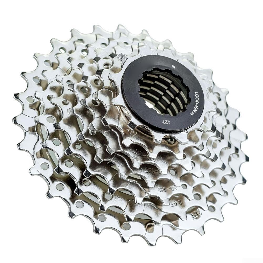 7 Speed Bike Cassette 12-28T & 12-32T, Mountain Bike Cassette with Locknut, Bicycle Freewheel Cassette Sprocket 7 Speed Mountain Bike Replacement Accessory(12-32T)