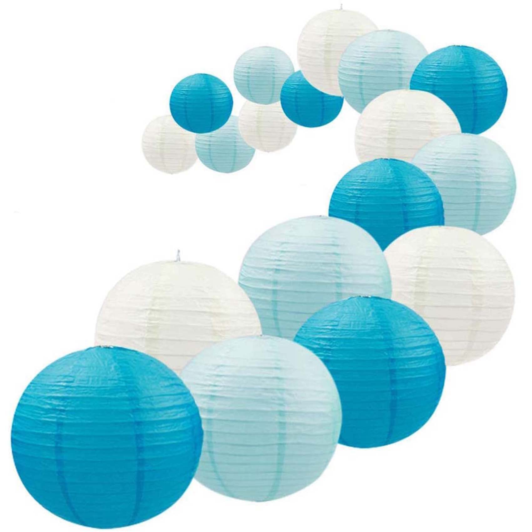 CTRLZS 18Pcs Royal Blue Paper Lantern Set,Reusable Hanging Decorative Japanese Chinese Paper Lanterns,Easy Assembly
