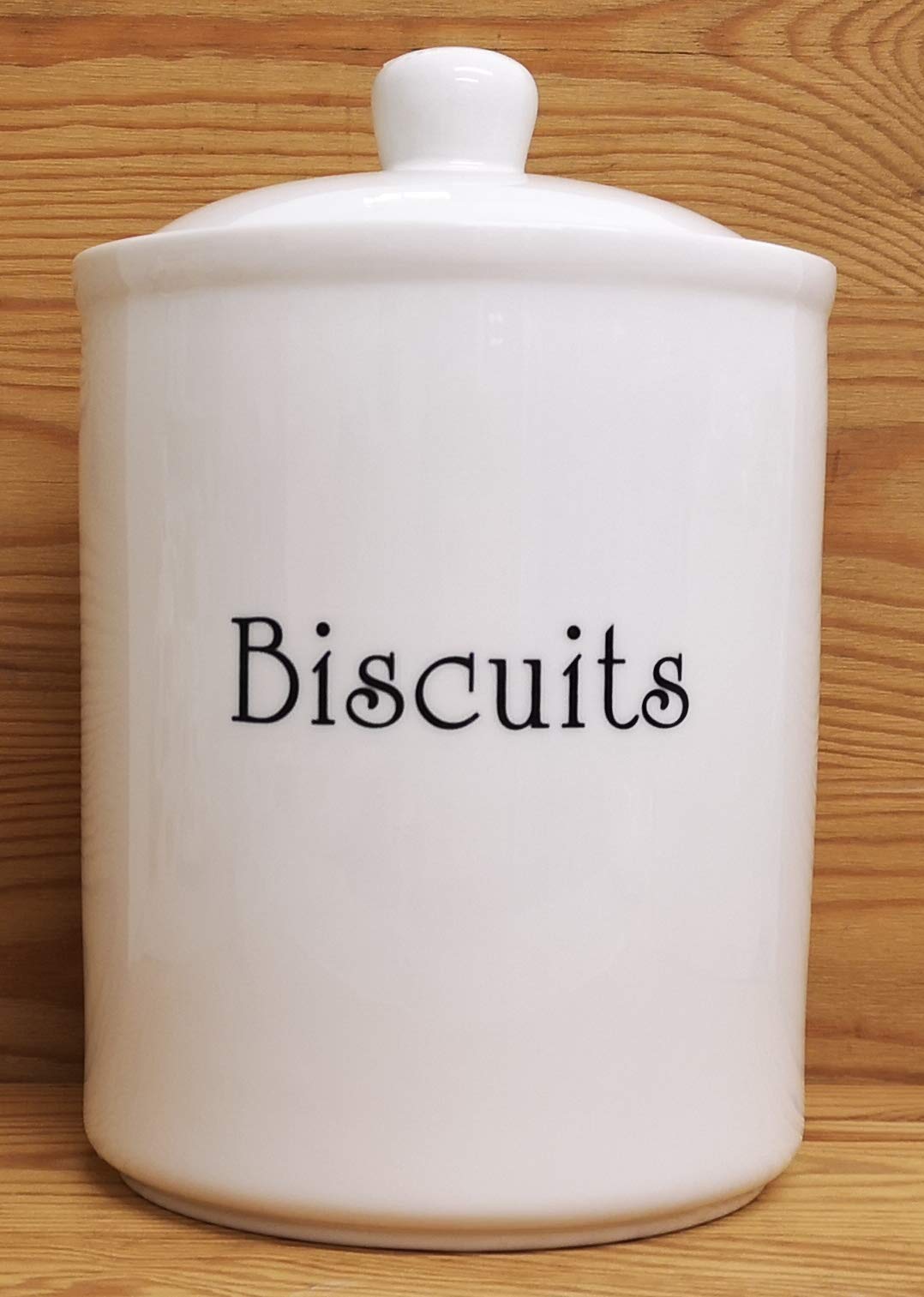 Fromeuropewithlove White Large Biscuits Canister Fine Bone China Biscuits Storage Lidded Jar Hand Decorated Uk