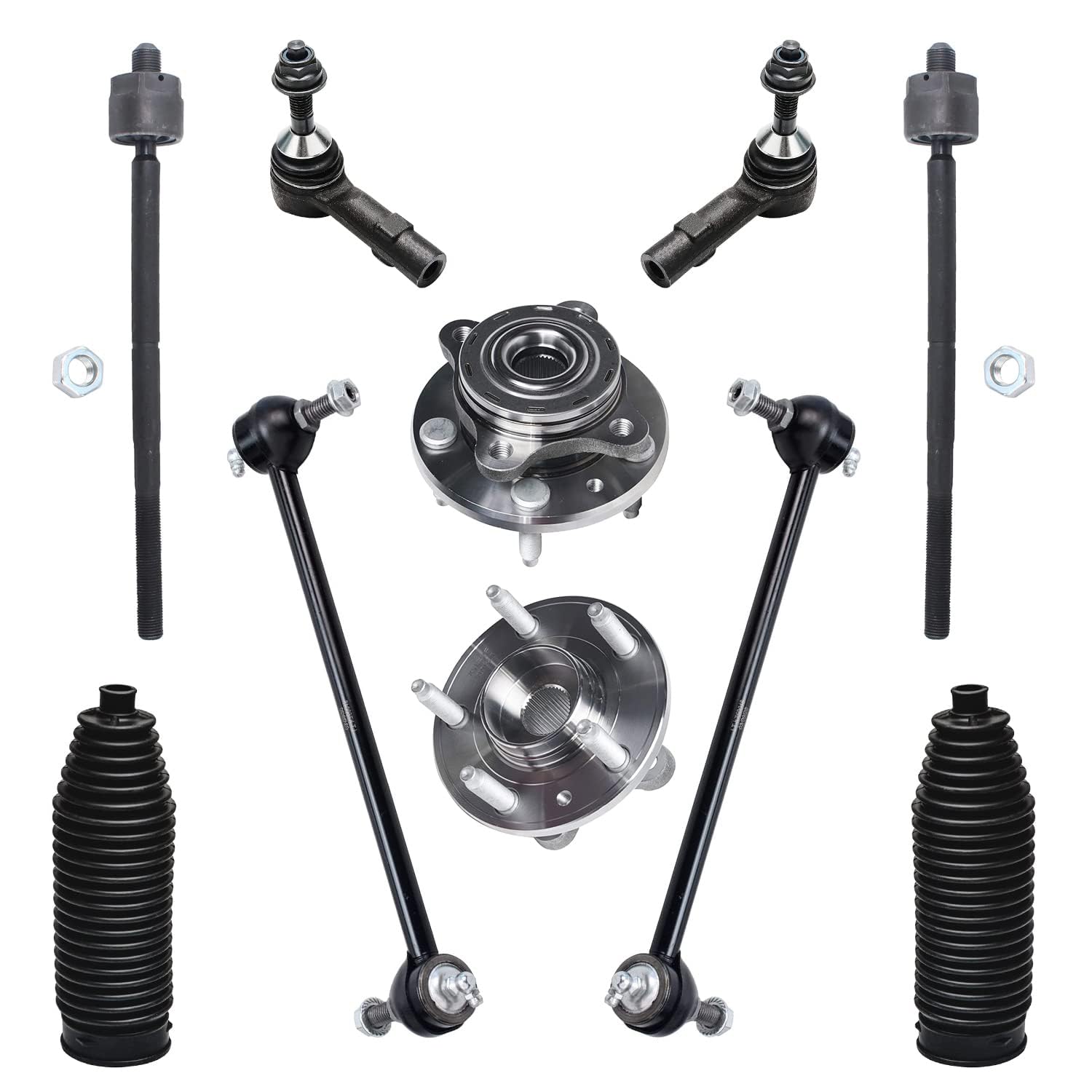 Detroit Axle - Front 10pc Wheel Bearing Hubs Kit for Ford Taurus X
