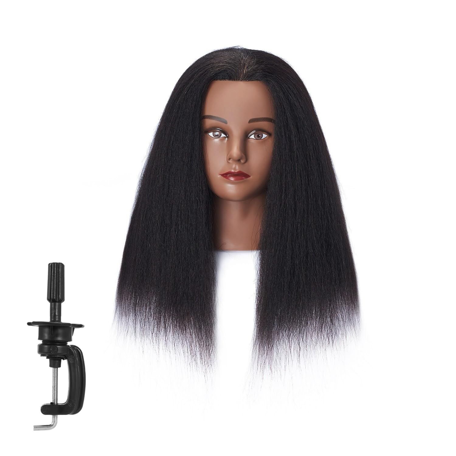 Testa di manichino 100% capelli veri, 16-18 pollici, testa da addestramento per parrucchieri e per la pratica di styling, testa di bambola per cosmetologia e per esercitazioni di trecce._voghion.com