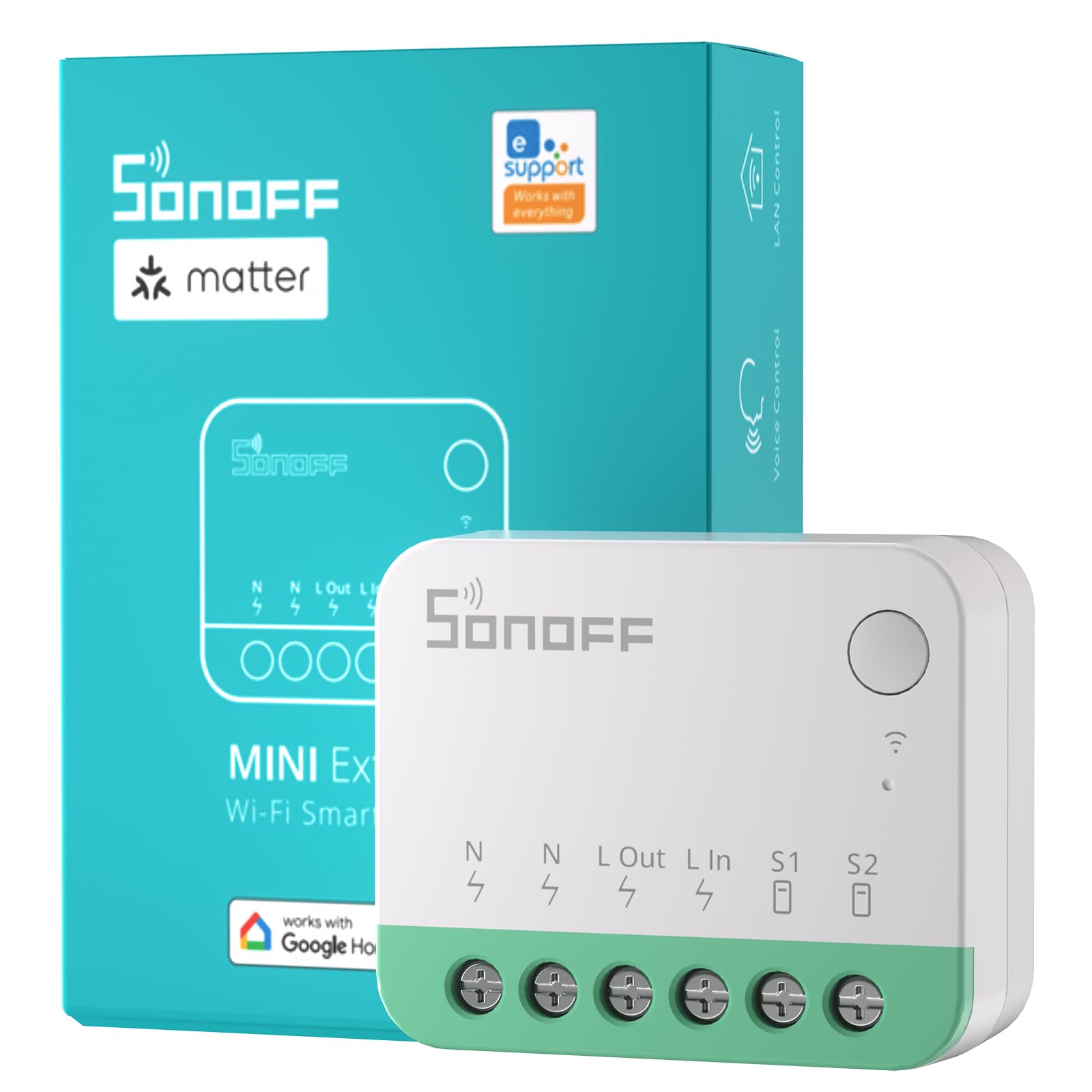 SONOFF SONOFF MINIR4M Matter Wlan Smart Relais Schalter,Wifi Switch 2 Wege DIY-Modul,Smarthome Lichtschalter Unterputz kompatibel mit Apple Home,Alexa & Google Home,IFTTT,eWeLink Web,Erfordert Neutralleiter