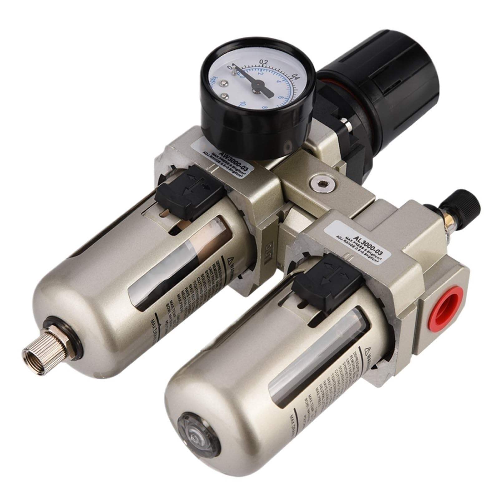 Regulador de presión de aire comprimido de aleación de aluminio AC3010-03, filtro de agua con trampa de humedad de 3/8" y manómetro.