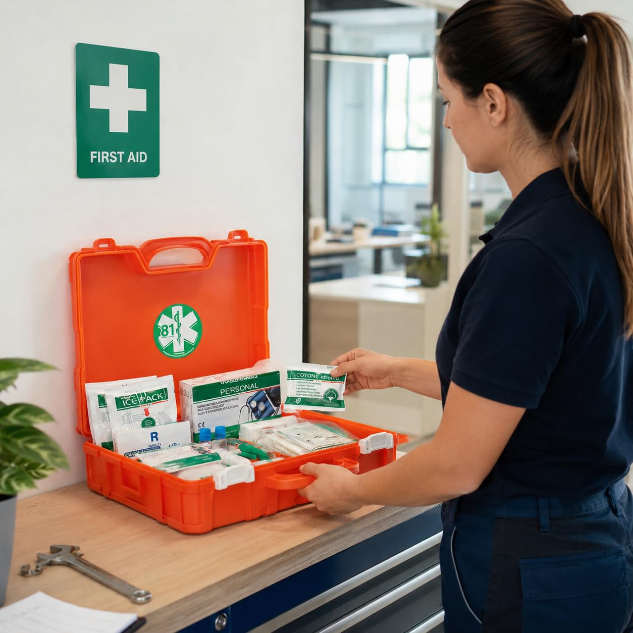 Medic 4 Valigetta Pronto Soccorso Allegato 1 con Supporto a Parete | Dotazione completa, Installazione rapida, Plastica antiurto, Utilizzo professionale, Conforme D.M. 388/2003