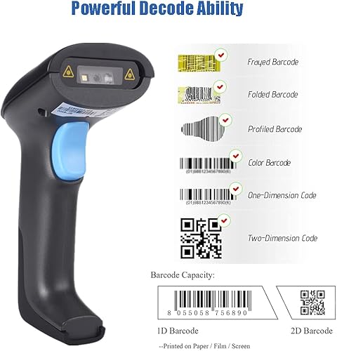 Miniatura 4 de REALINN Escáner inalámbrico de código de barras QR 2D Lector de código de mano automático recargable a prueba de polvo, impermeable, a prueba de