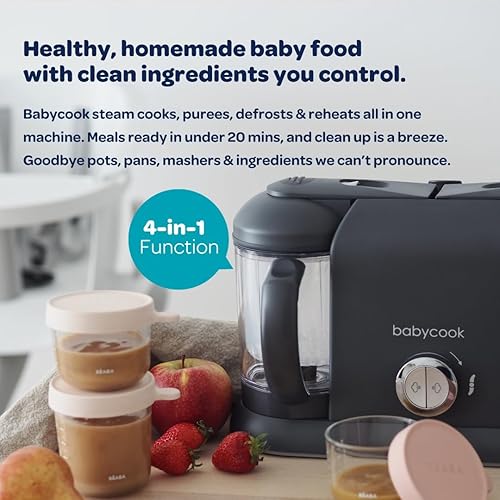 Miniatura 5 de BEABA Babycook Duo - Máquina de alimentos para bebés 4 en 1, procesador de alimentos para bebés, licuadora de alimentos para bebés, vaporizador de