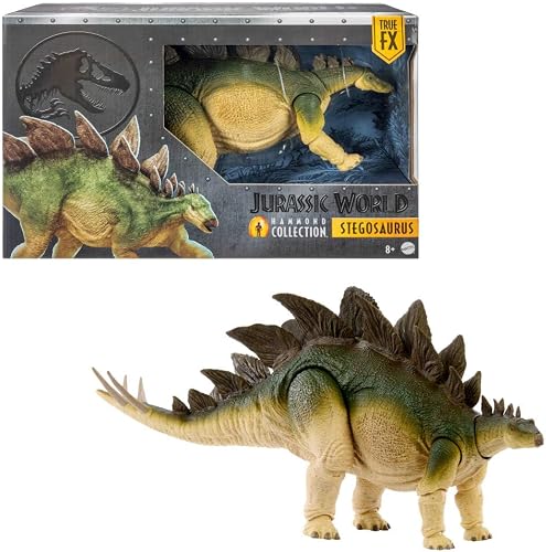 Mattel Jurassic World Figurine articulée Stégosaure de la Collection Hammond, grand dinosaure herbivore avec queue articulée par câble interne, JCH08, Vert - Stegosaurus - 1