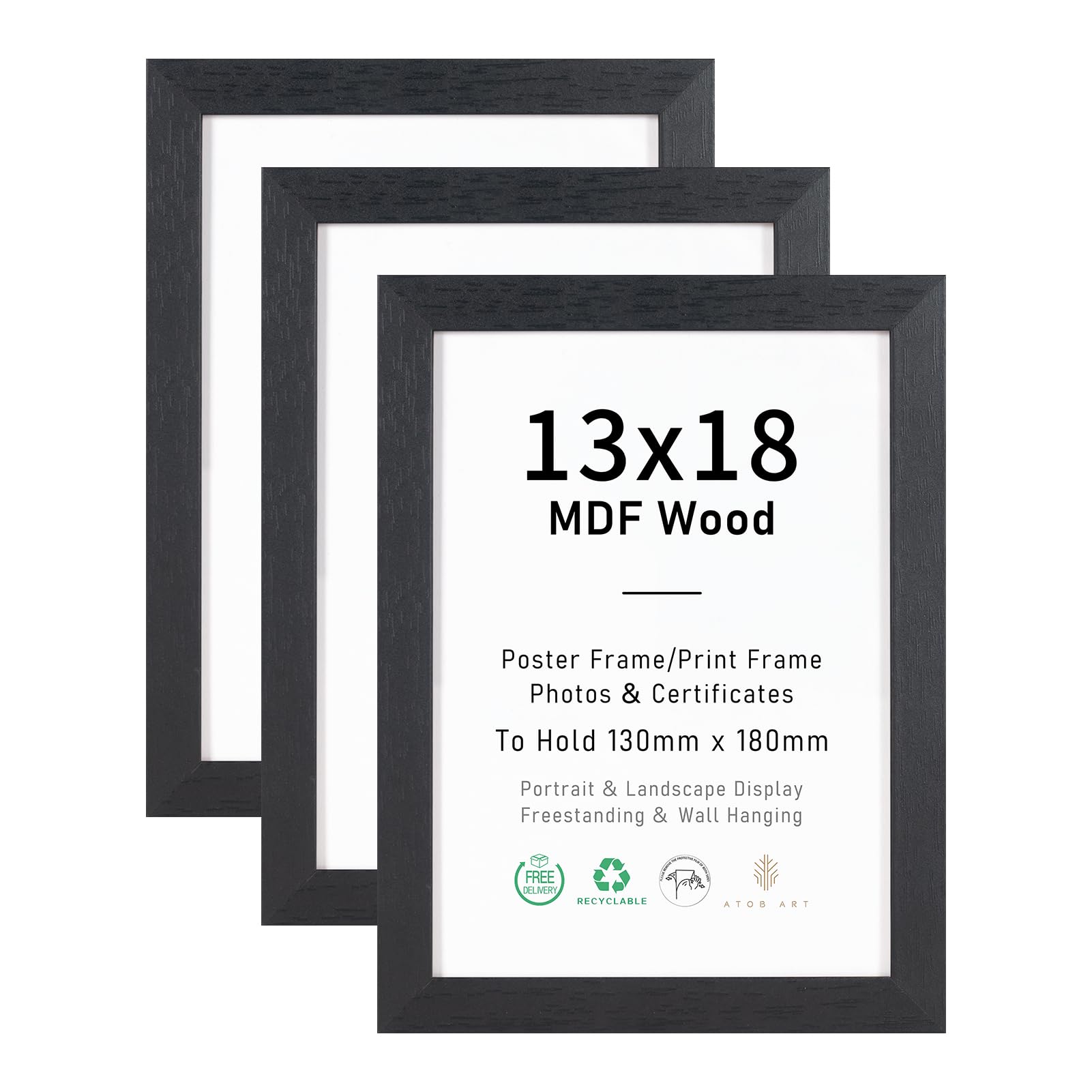 ATOBART 10x15 Braun Bilderrahmen,4x6 zoll MDF Holz Fotorahmen mit Acrylglas zum Tischdisplay&Aufhängen,3er Set
