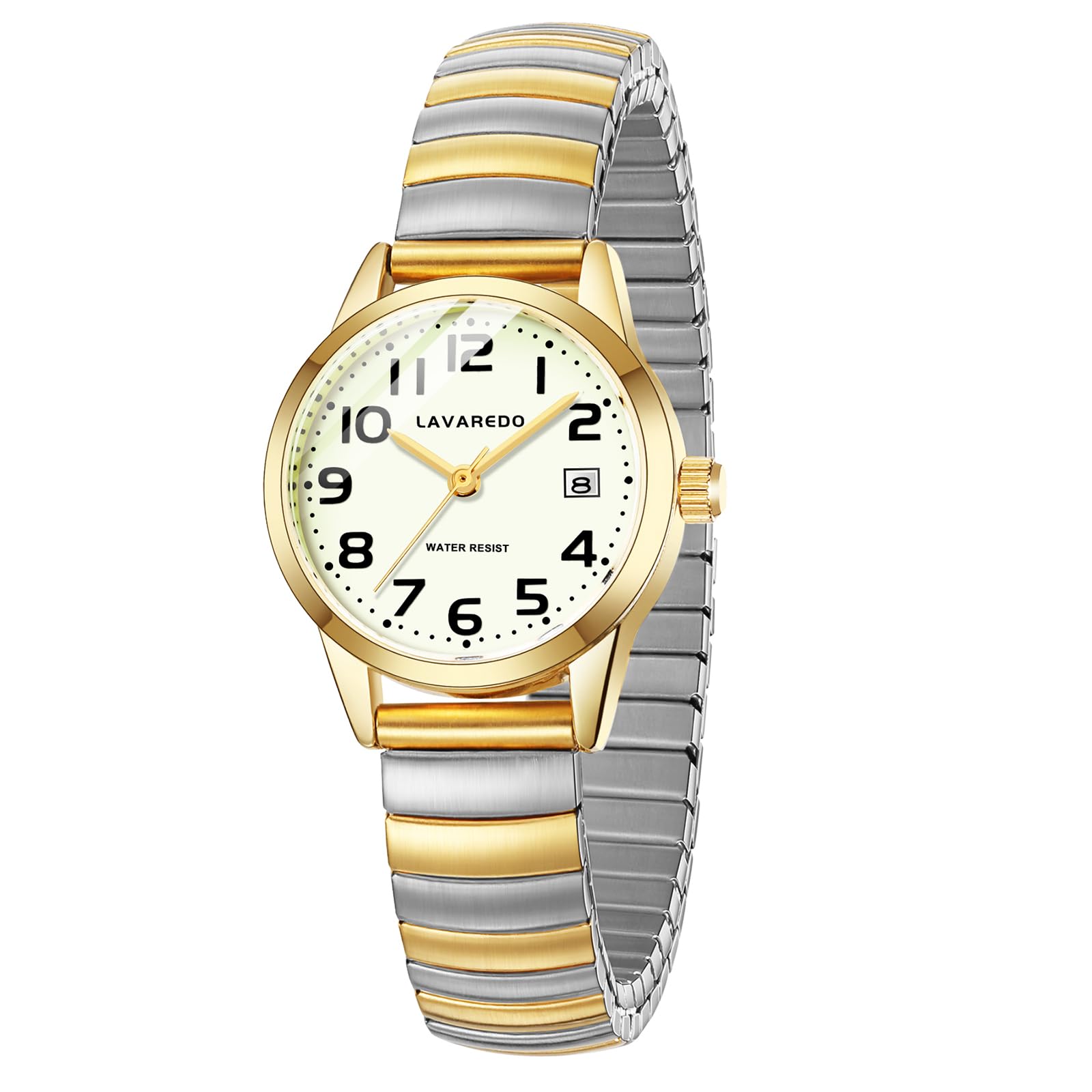 Timever Montre à Quartz analogique pour Femme avec Bracelet Extensible en Acier Inoxydable,Date,Étanche 3 ATM,Gros Chiffres,Idée de Cadeau pour Dames et Amie