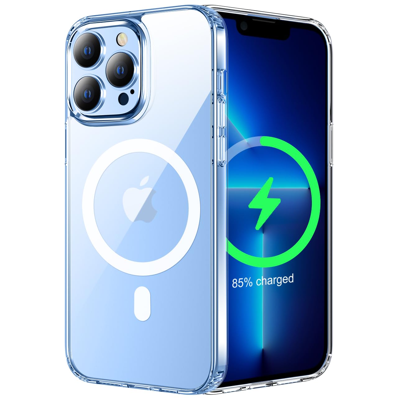 Custodia Per iPhone 13 Pro 6.1 Pollici Compatibile con Mag-Safe,Resistente ai Graffi, Struttura Protettiva Antiscivolo, Classico Stile Cover Trasparente