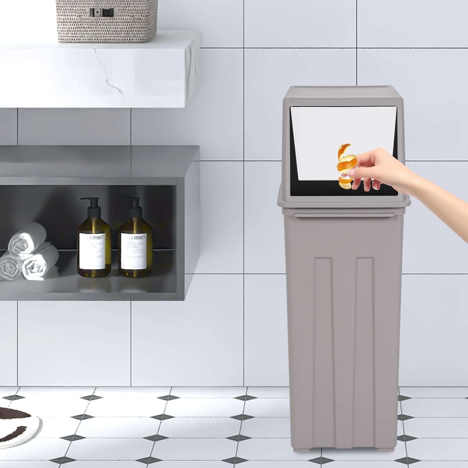 Amazon.com: KUMOYOU 8 Gallon / 30L Trash Can with Hinged Flap Lid
