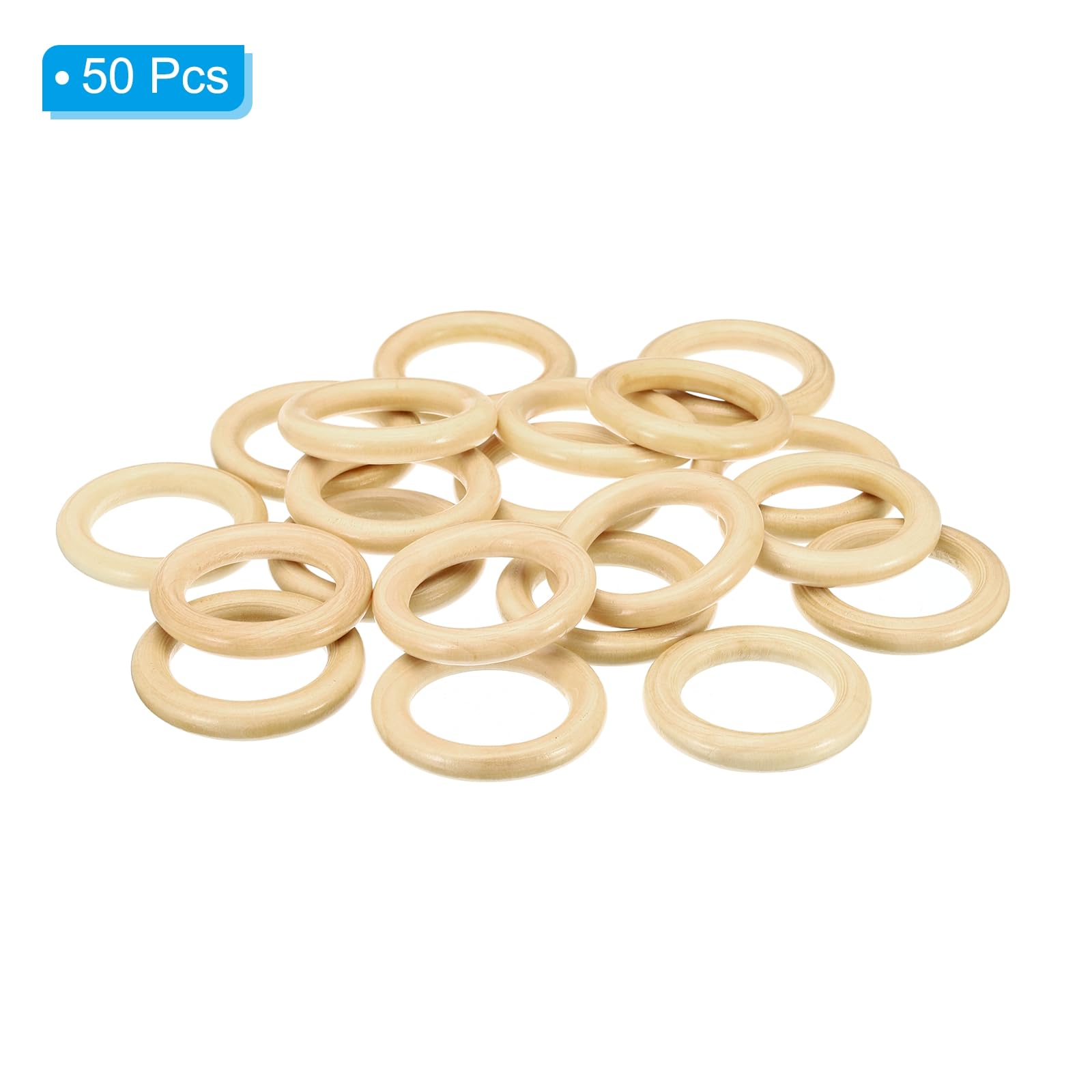 PATIKIL 50mm Natural Wooden Rings - Image 3