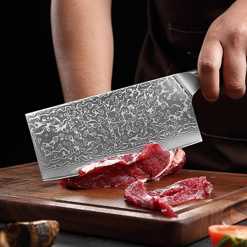 Meat Cleaver, 7.5 inch Cleaver Knife 67 Layer Damascus Chinese Vegetable Premium Kitchen Professional Chef Cooking Tools