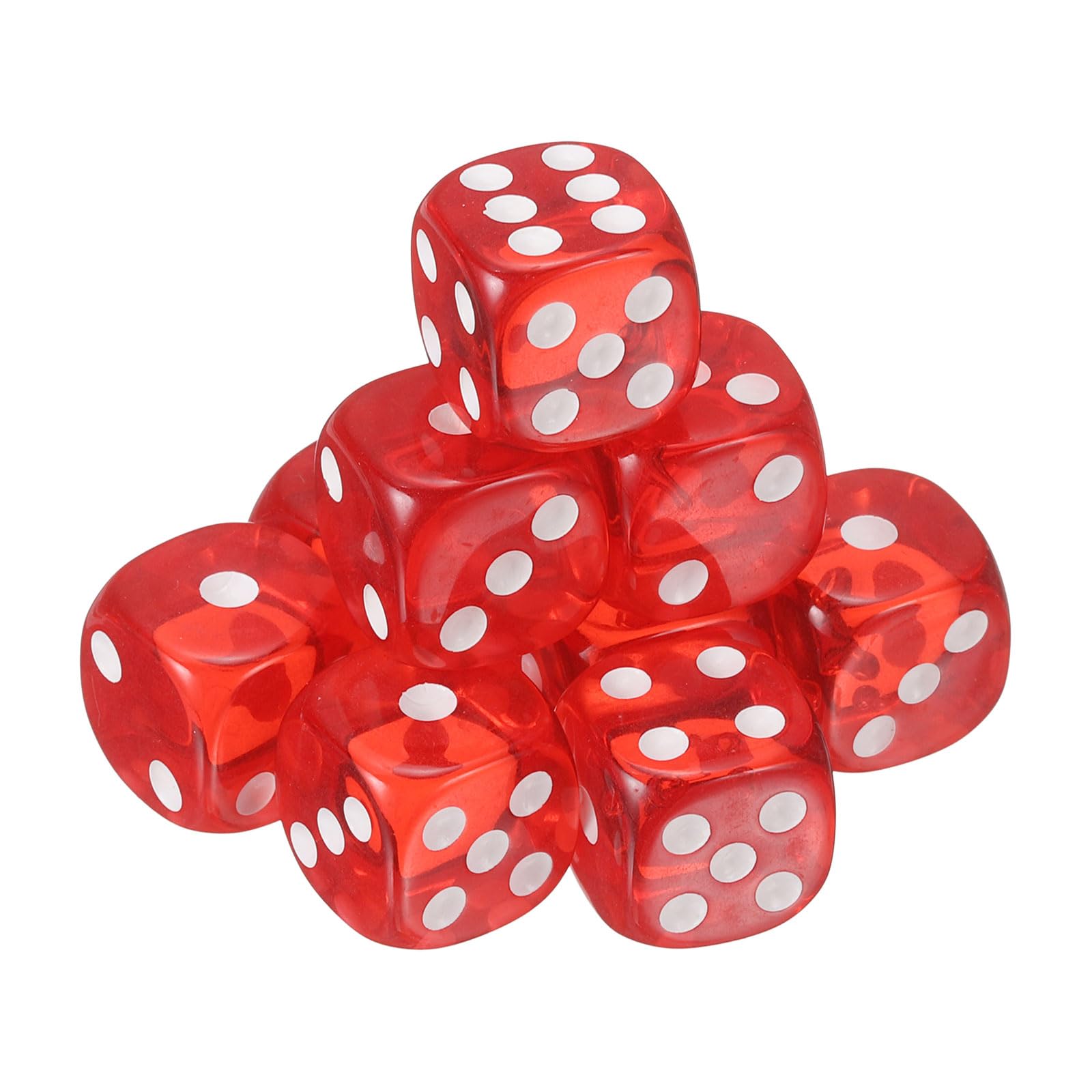 sourcing map 10Pcs 6 Sided Acrylic Dice, 18mm/0.71" Rounded Corner Translucent Colored D6 Game Dice for Theme Party Fun Table Board Games, Red